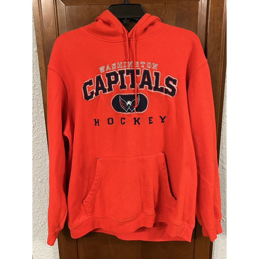 REEBOK NHL WASHINGTON CAPITALS HOCKEY HOODIE HOODED SWEATSHIRT RED Large Unique